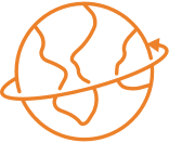 Global orange color Icon - Gaming Associates is approved in over 40 jurisdictions, providing compliance regulatory, testing and certification services internationally.