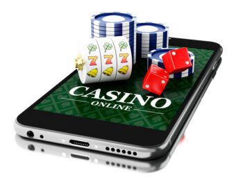 3d Smartphone with coins dice online casino concept - Gaming Associates Logo Mockup - Gaming Associates delivers ISO-accredited online game testing, compliance & certification services for iGaming, trusted in 40+ jurisdictions.