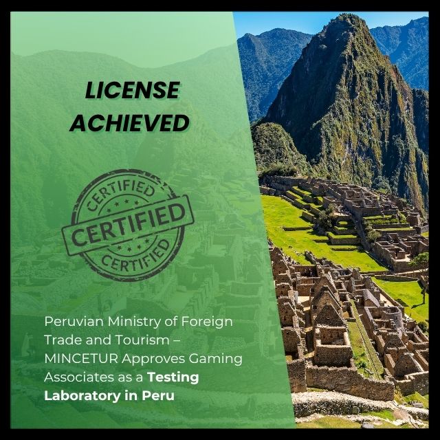 Peruvian Ministry of Foreign Trade and Tourism – MINCETUR Approves Gaming Associates as a Testing Laboratory in Peru - Gaming Associates Logo Mockup - Gaming Associates delivers ISO-accredited online game testing, compliance & certification services for iGaming, trusted in 40+ jurisdictions.