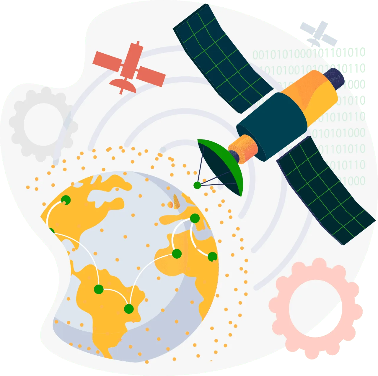 Digital satellite view of a world globe with connected network lines—representing Gaming Associates’ geolocation testing, regulatory compliance, and secure player location verification for online gaming platforms.