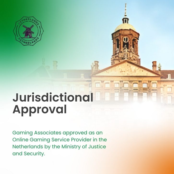Official announcement that Gaming Associates is approved as an online gaming service provider in the Netherlands by the Ministry of Justice and Security