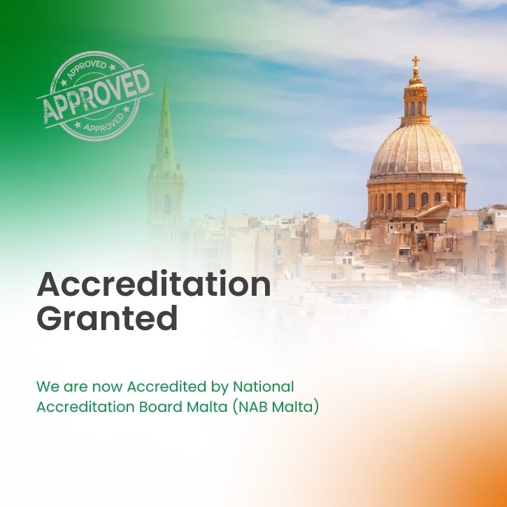 Announcement of accreditation granted by National Accreditation Board Malta (NAB Malta) to an organization