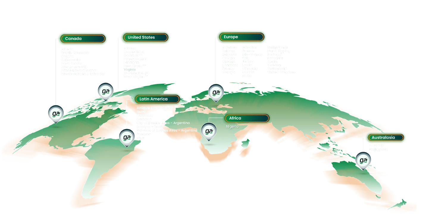 World MAP with Gaming Associates Jurisdiction